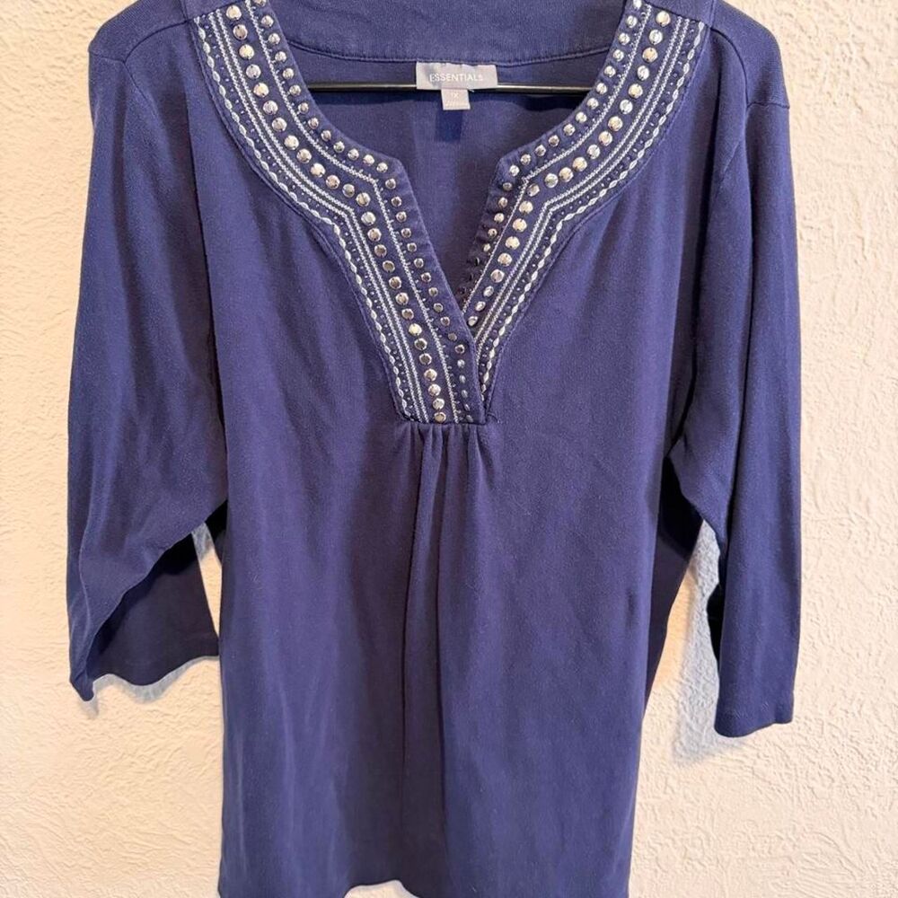 Essentials Women's Blue and Navy Blouse